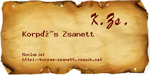 Korpás Zsanett névjegykártya